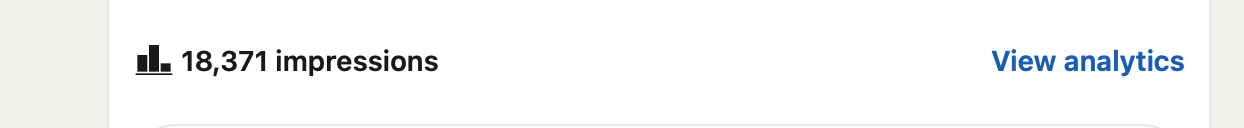 LinkedIn post analytics strip showing 18,371 impressions.